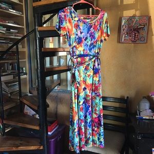 Nina Leonard rainbow fit-and-flare dress